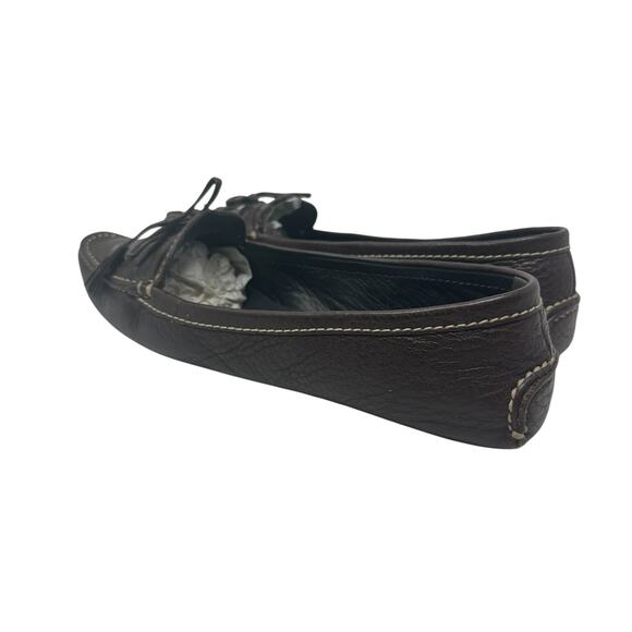 Prada Vintage Driving Shoe Loafer Flats Pebble Leather Tassel Brown Size 37 US 7 - Picture 9 of 15